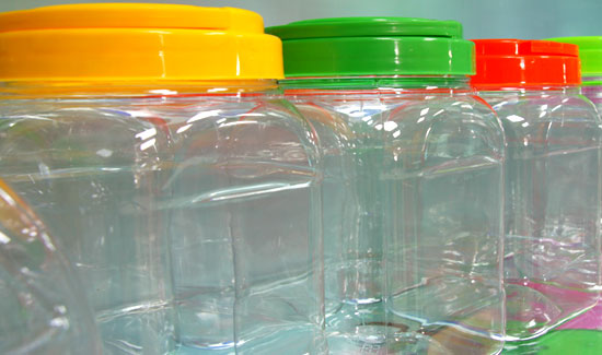 PET food jars, plastic containers